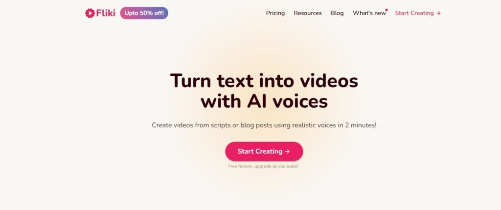 Create videos from scripts or blog posts using realistic voices in 2 minutes!